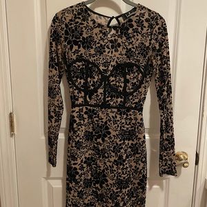 Lulus Cor-Set to Go Black and Nude Dress